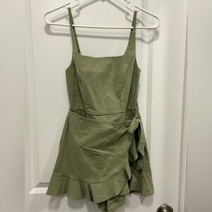 Princess Polly Moss Green Romper Dress Skirt One Piece Size US 2